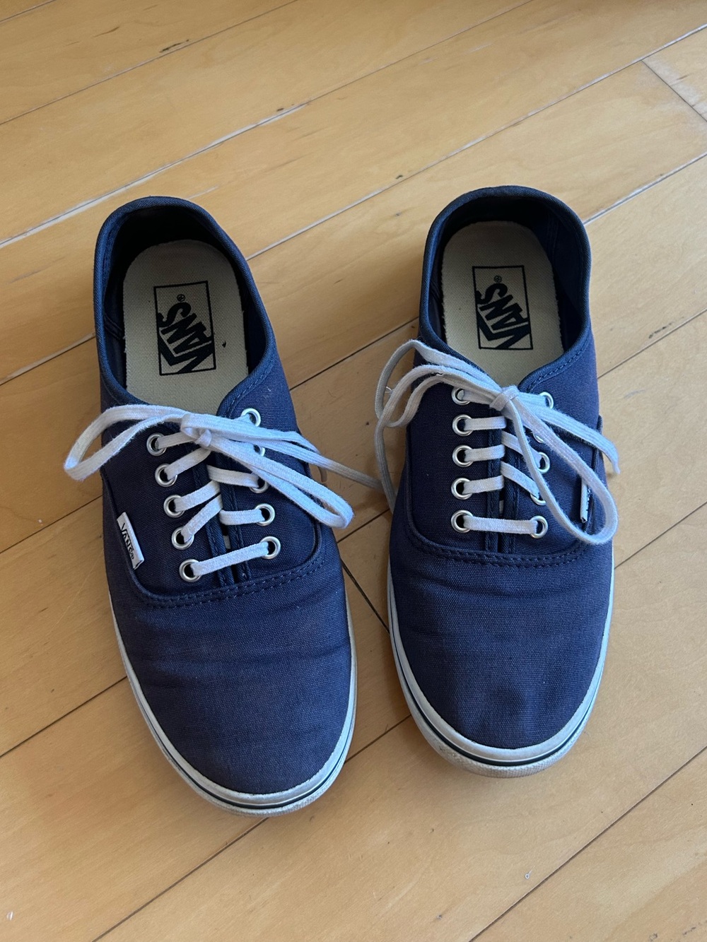 Womens Vans Navy Canvas Low-Top Sneakers